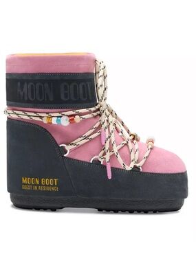Rare Moon Boot x Guest In Residence Women's Pink & Black Lace-Up Winter Boot
